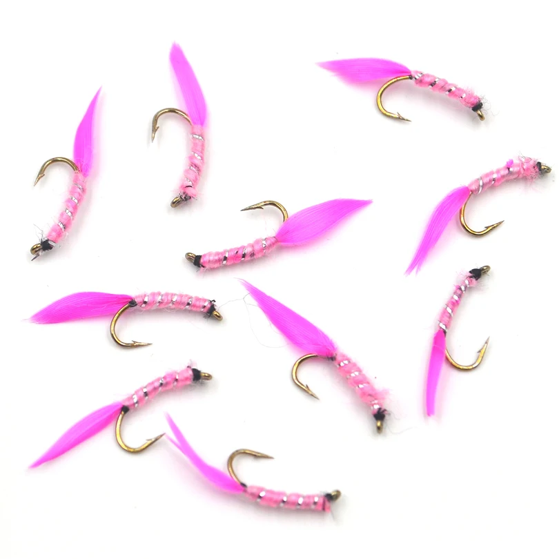 MNFT Moscas Secas Mayfly - Patrón cebra, rosa y plata brillante - imagen 2