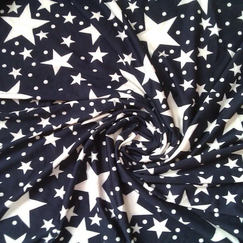 Stars Party Fabric for Dress Sewing Deep Space Blue Cloth Good Quality Drapes Spot Resilient Fabrics Stretch Fabrics Elastic