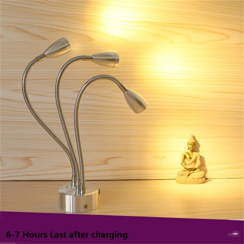 

10-50CM 3W /9W recharging 3 Head flexible tube led spot lamp,wireless Jewelry counter,wedding,show rotatable battery spotlight