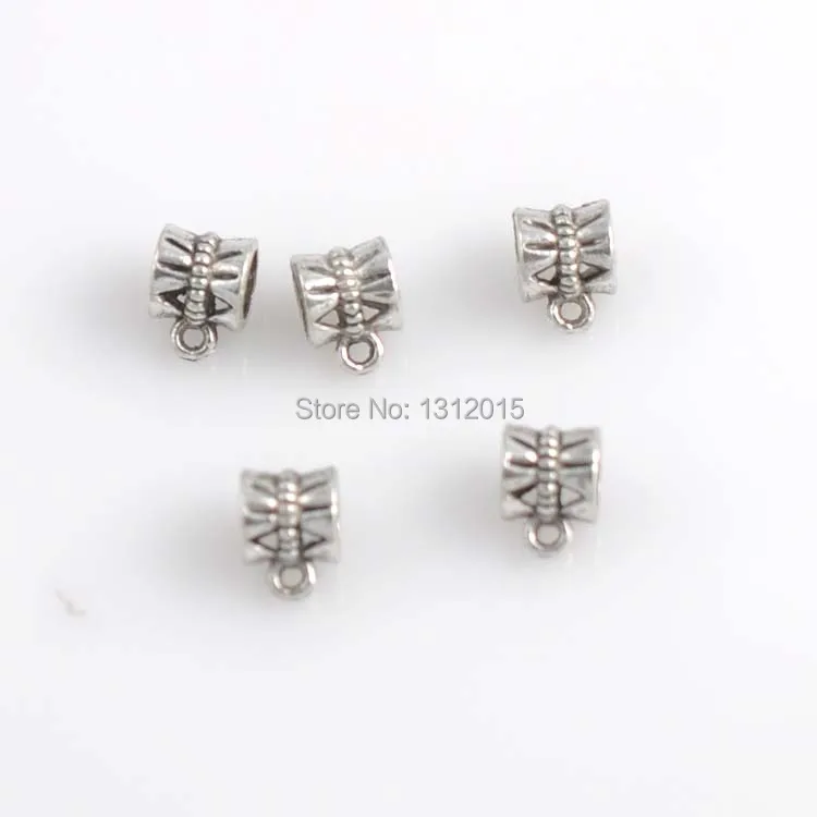 

Tibetan Silver Bail Beads Jewelry Findings Fit Charm Bracelets 9.5x7mm,50Pcs,YTC0163