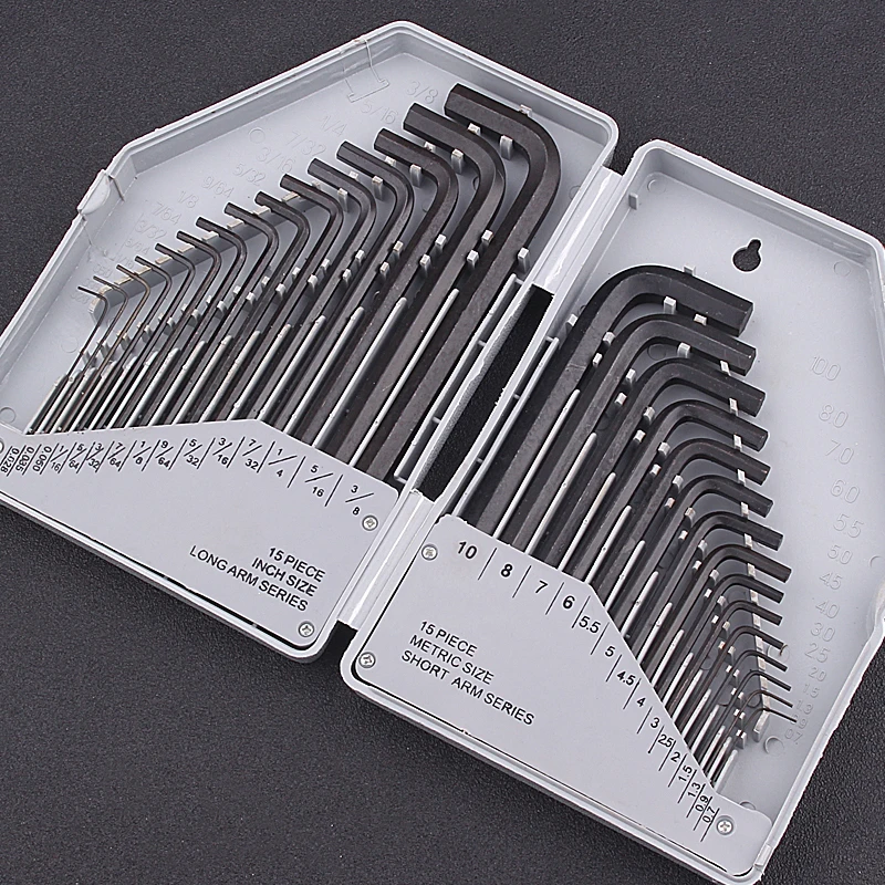 

New 0.7-10mm Allen Wrench Imperial Hex Key 30pcs/set Repair Hand Tools Set For Home Car Bicycle