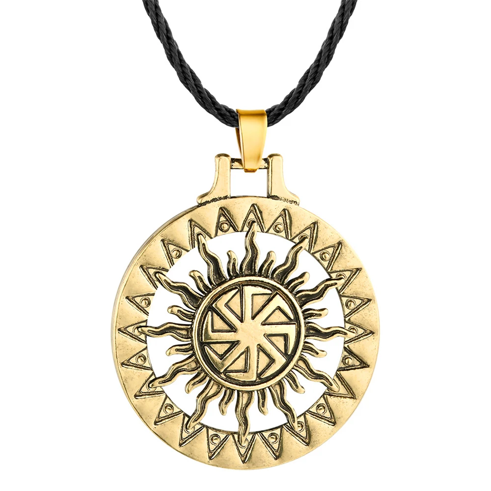 Men Viking Pendant Necklace Kolovrat Sun Symbol Slavic Wheel Nordic Amulet Handmade Pagan Solar Talisman For Women Best Gift