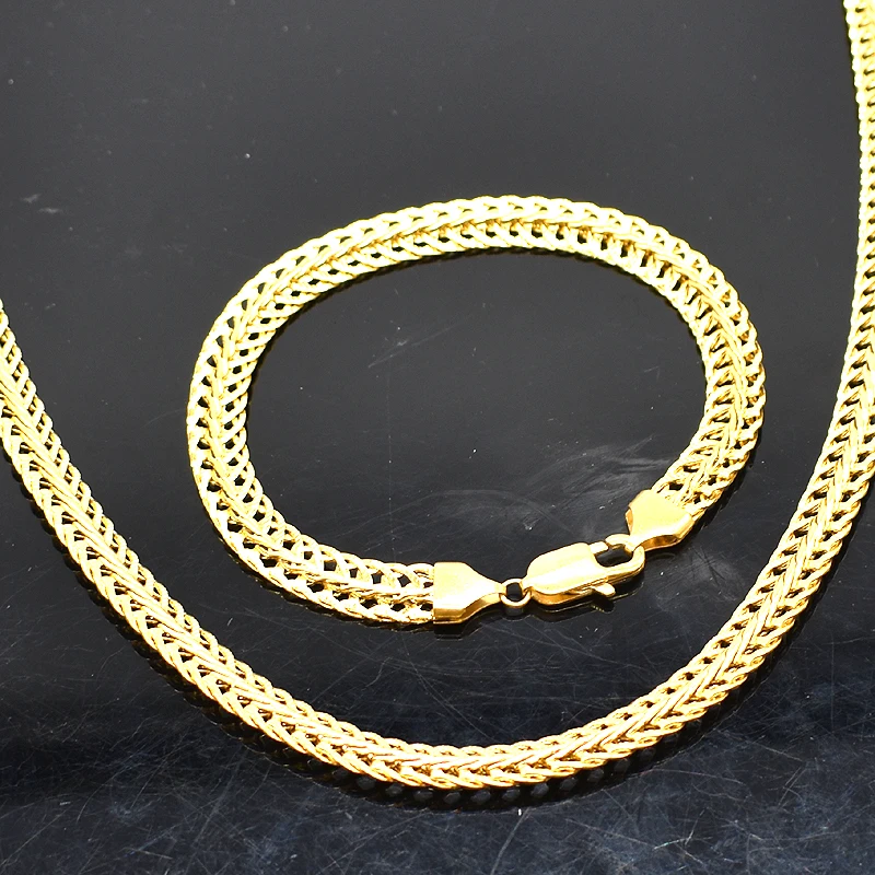 AMUMIU New Arrival Women Fashion Jewelry Chain Link Necklace Bracelet Sets Wholesale High Quality HZTZ128