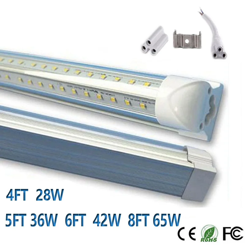 

25pcs 28W 32W 42W 60W T8 Integrated Led V shaped Tube 4ft 5ft 6ft 8ft SMD 2835 85-265V led fluorescent Lighting led tube lamp