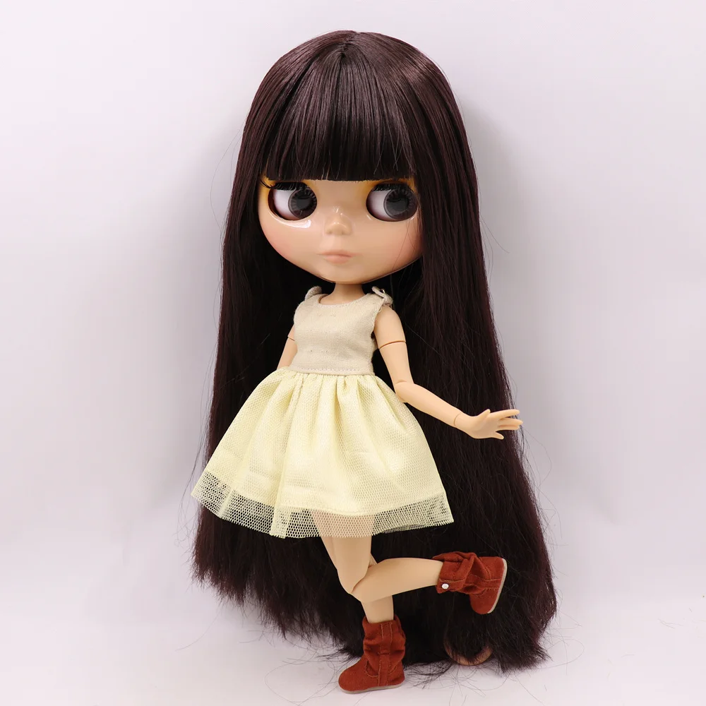 Blyth nude doll joint Body ICY deep brown hair Tan skin with bangs No.BL0312 DIY toy gift ICY BJD free shipping