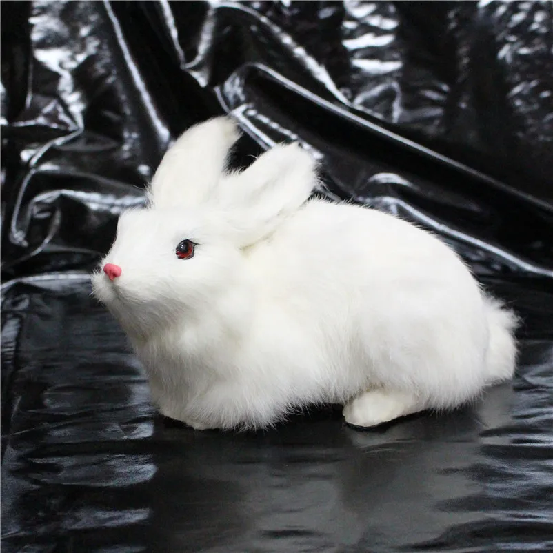 simulation cute white rabbit 27x15x13cm model polyethylene&furs rabbit model home decoration props ,model gift d615