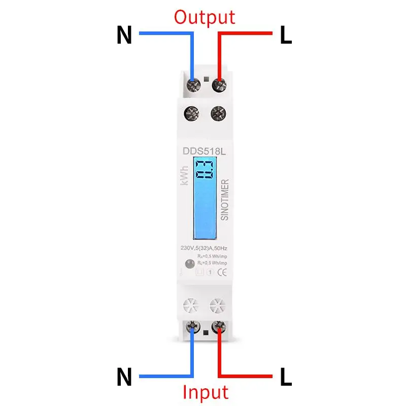 Single Phase LCD Backlit Wattmeter Power Consumption Watt Energy Meter kWh AC 5-32A 230V 50Hz 110V 60Hz Electric Din Rail Mount