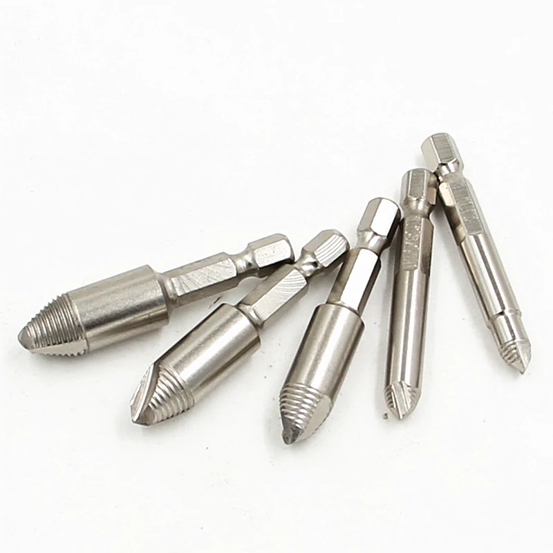 Juego de Extractor de tornillos dañados, herramientas de carpintería para Taladro, Taladro Manual, doble extremo, 5 uds.