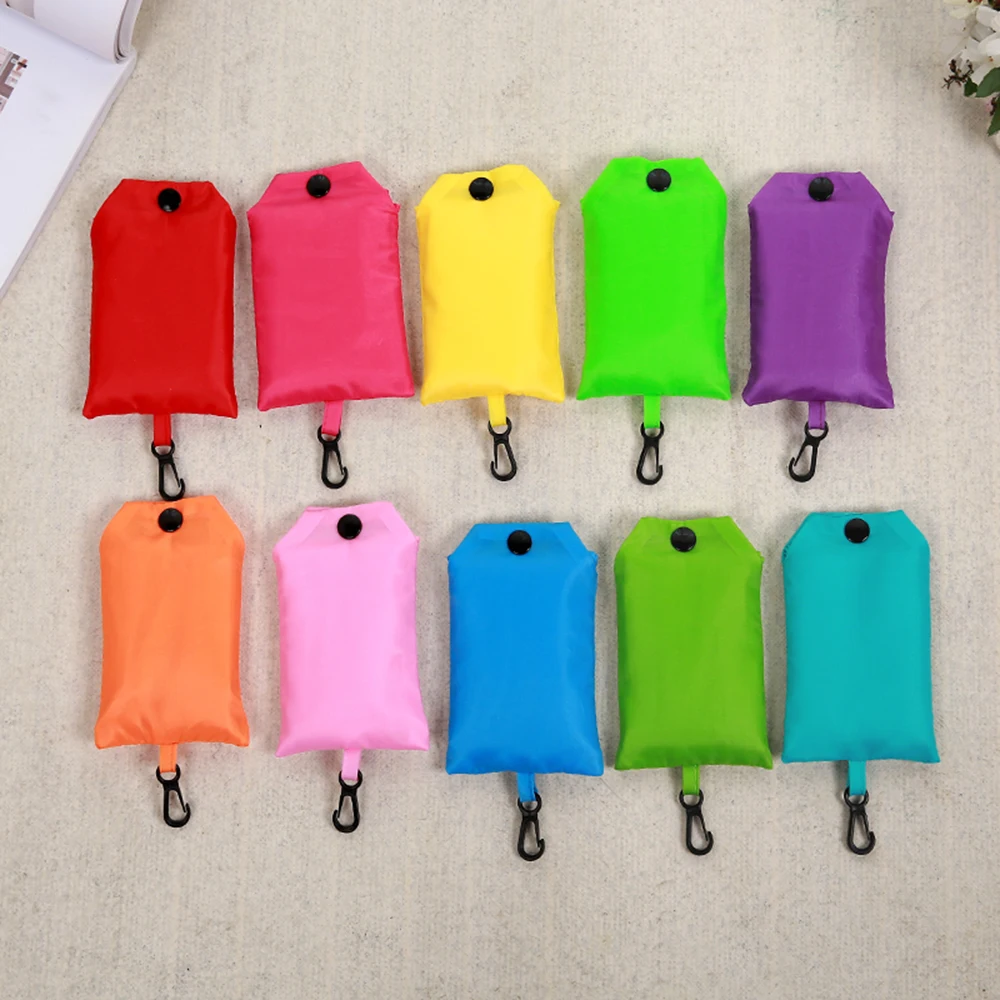 Einkaufstasche, einfarbig, umweltfreundlich, faltbar, wiederverwendbar, tragbar, Schultertasche, Polyester, für Reisen, Lebensmittelgeschäft – Detail 2