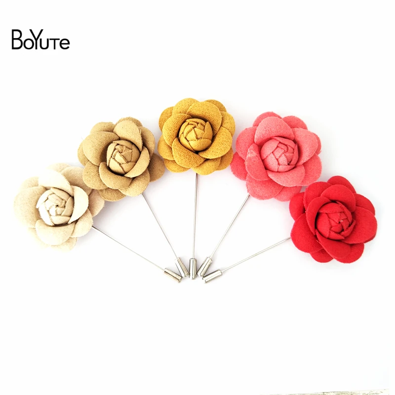 

BoYuTe (10 Pieces/Lot) High Quality Handmade Fabric Rose Lapel Pin Men Fashion Suit Pins and Brooches Groom Boutonniere