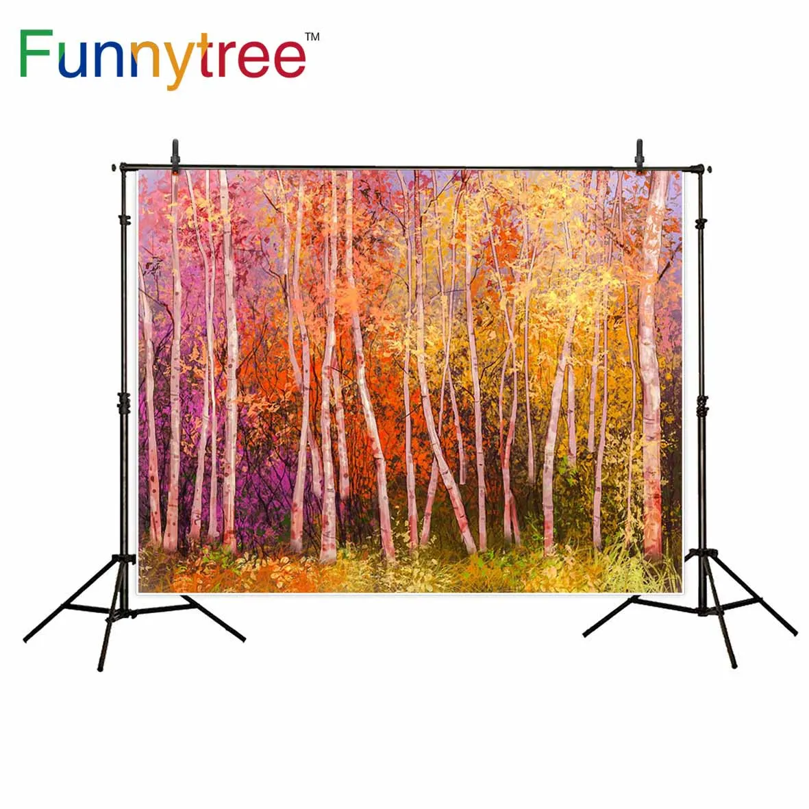 Funnytree Autumn sunny landscape with colorful view of valley decoration photographic background background for photography