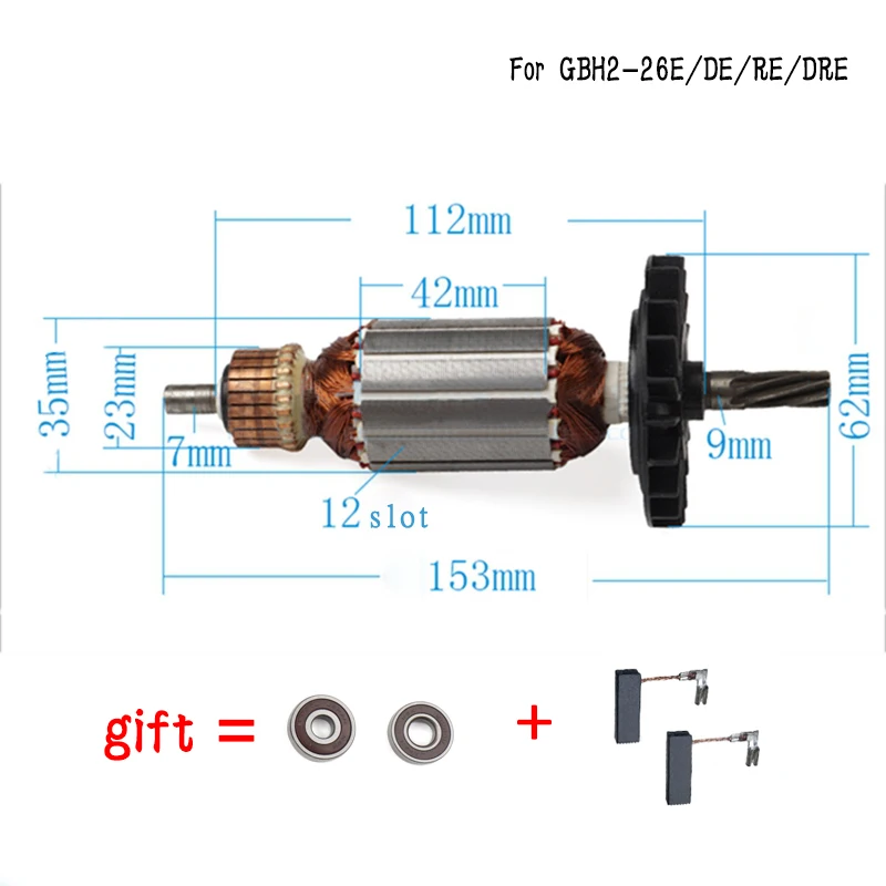 motor de ancora de rotor de armadura ac220v240v para bosch gbh2 26 gbh2 26e re de gbh2 26dre gbh2 26dfr gbh2600 01