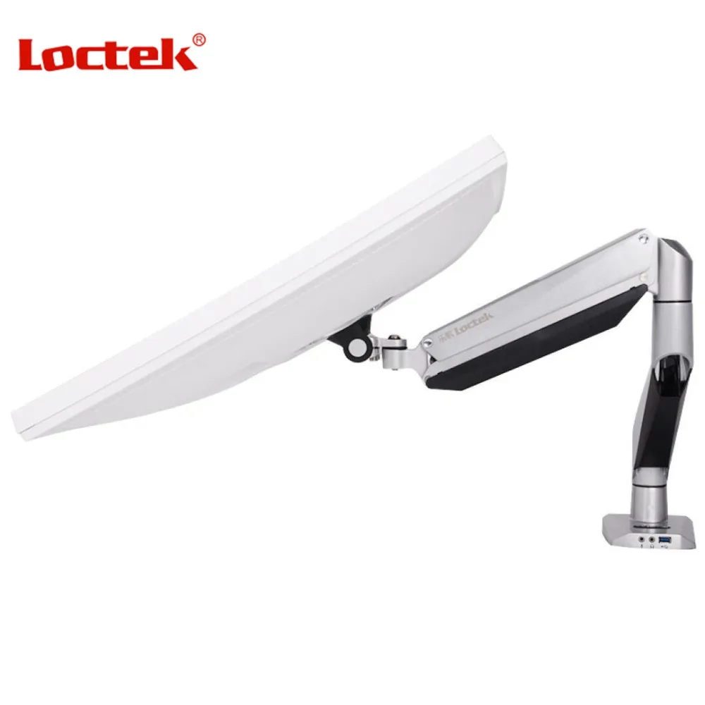 Loctek d7h mola de gás de alumínio suporte de monitor de mesa de movimento completo tudo-em-um braço de montagem para pc carregando 9-20kg com porta de áudio e usb
