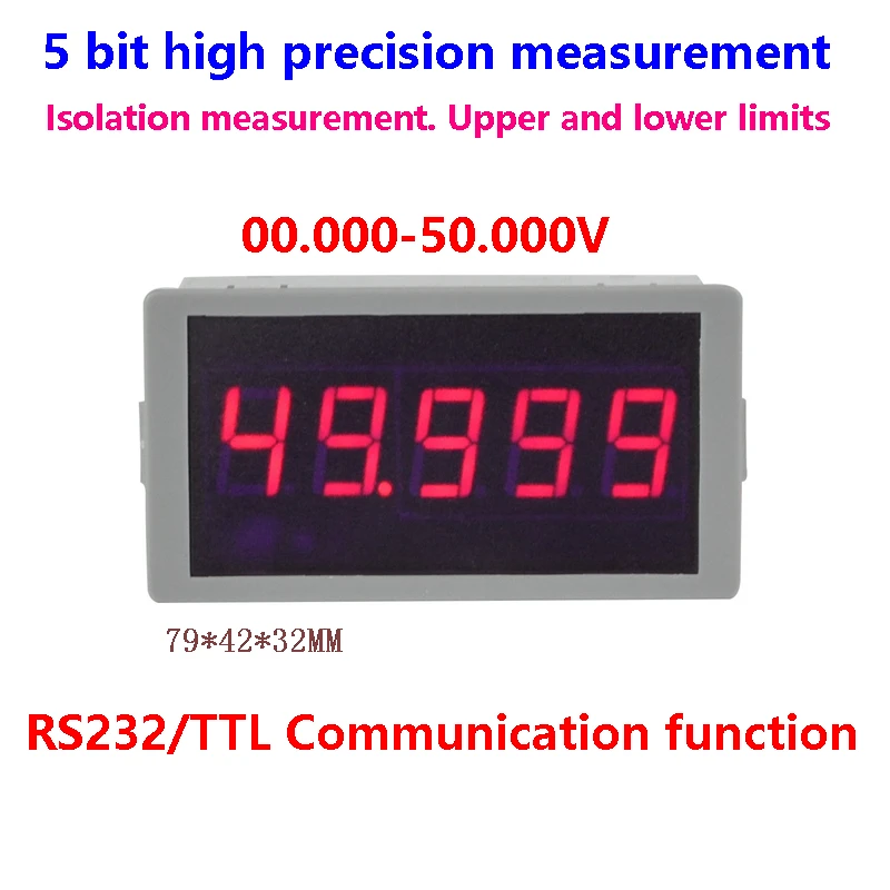GWUNW BY56W DC 50.000V(50V) 5.0000V 5 bit high precision Voltmeter RS232 Serial Communication alarm signal Voltage Tester Meter
