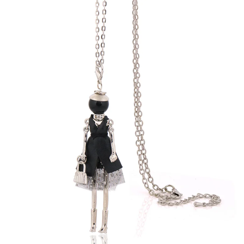 

statement cute doll necklace fashion long chains necklaces women jewelry accessories pendants female