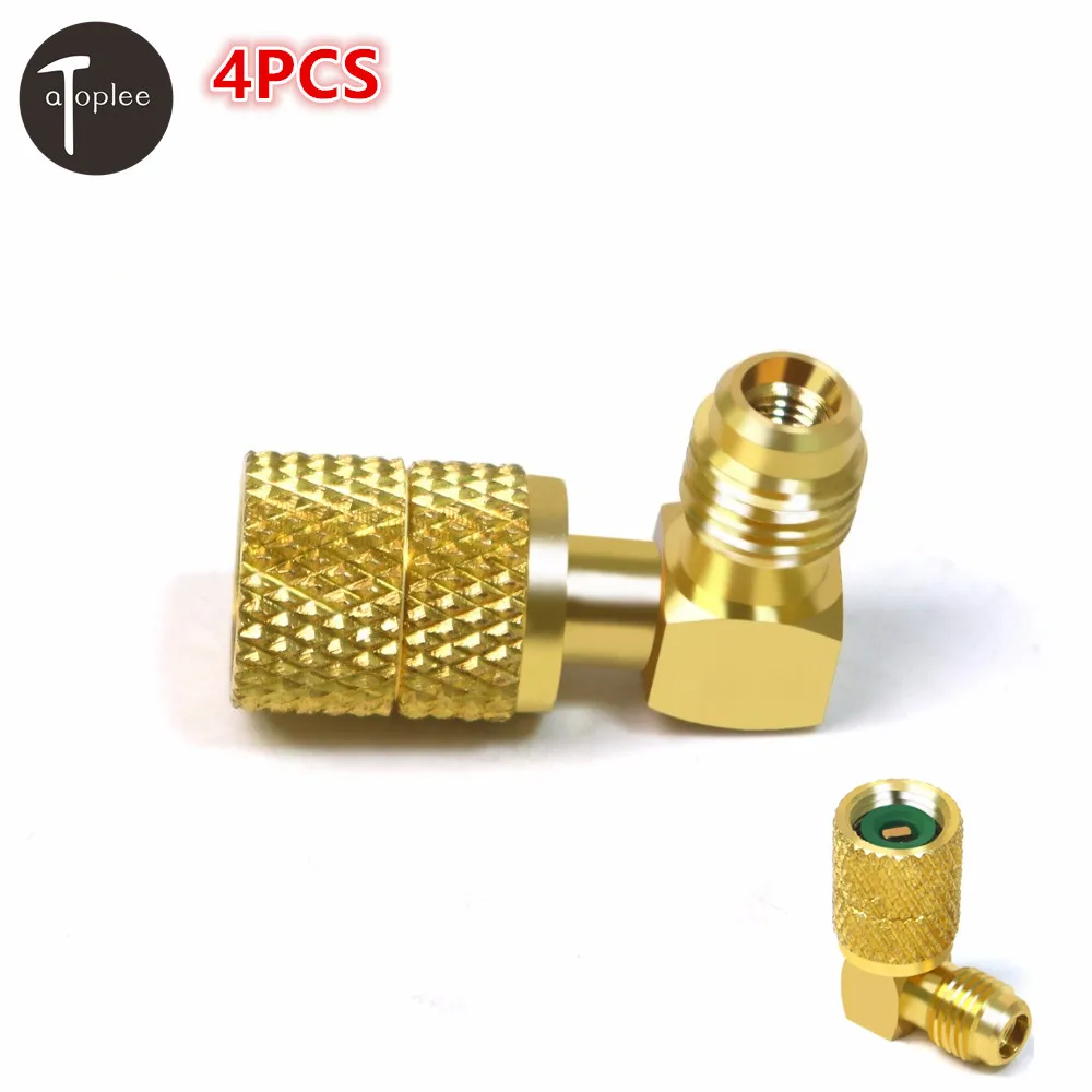 4PCS Car Auto 1/4SAE To 5/16SAE Refrigeration Adapter Connector Adaptor For R410a Gauges Hose Air Conditioning Connector