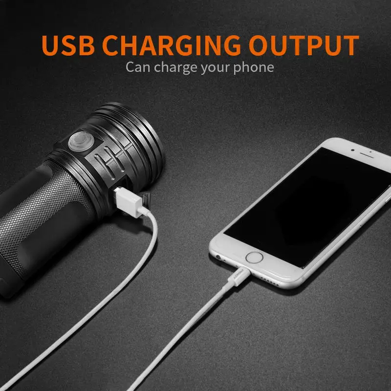 Most Powerful 18*T6 LED Torch LED Flashlight 3 Modes USB Charging Linterna Portable Lamp for Charging Phone Power Bank