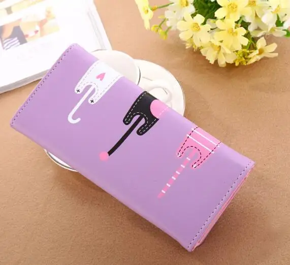 2022 new Guapabien New 2022 Women Cute Cat Cartoon Wallet Long Creative Card Holder Casual Ladies Clutch PU Leather Coin Purse