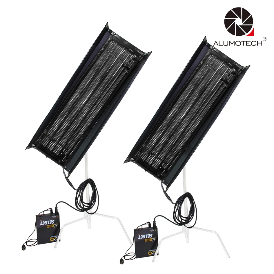 ALUMOTECH As Kinoflo 2 Kit 300W 4FT 4Bank Fluorescent Light+Ballast With Egg Crate Video Studio Camera Photography