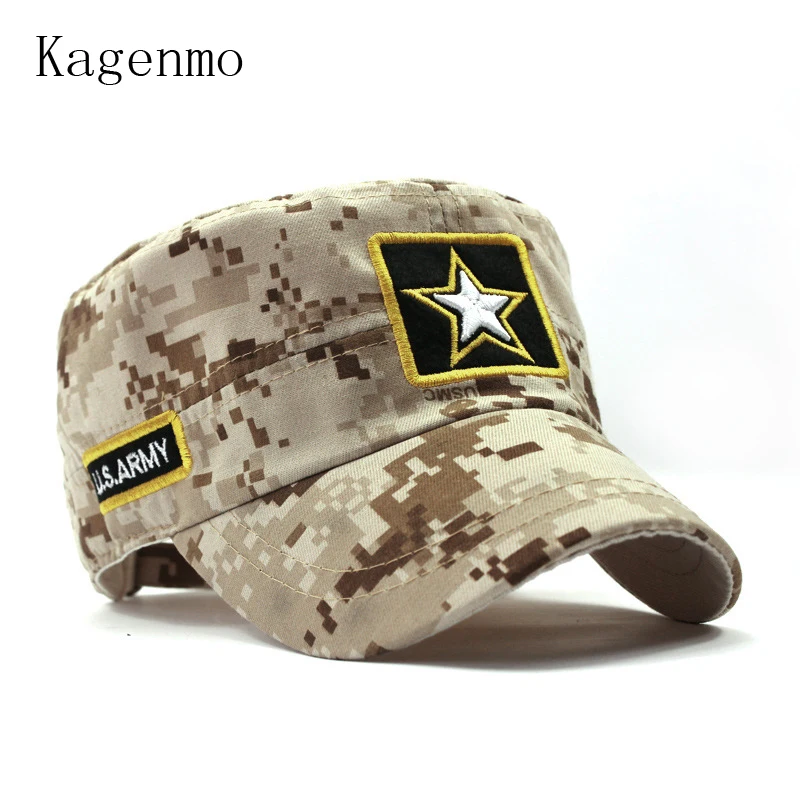 Kagenmo New Style Cotton Spring And Summer Camouflage Army Hat Fashion Flat Top Military Hats Male Female Baseball Cap