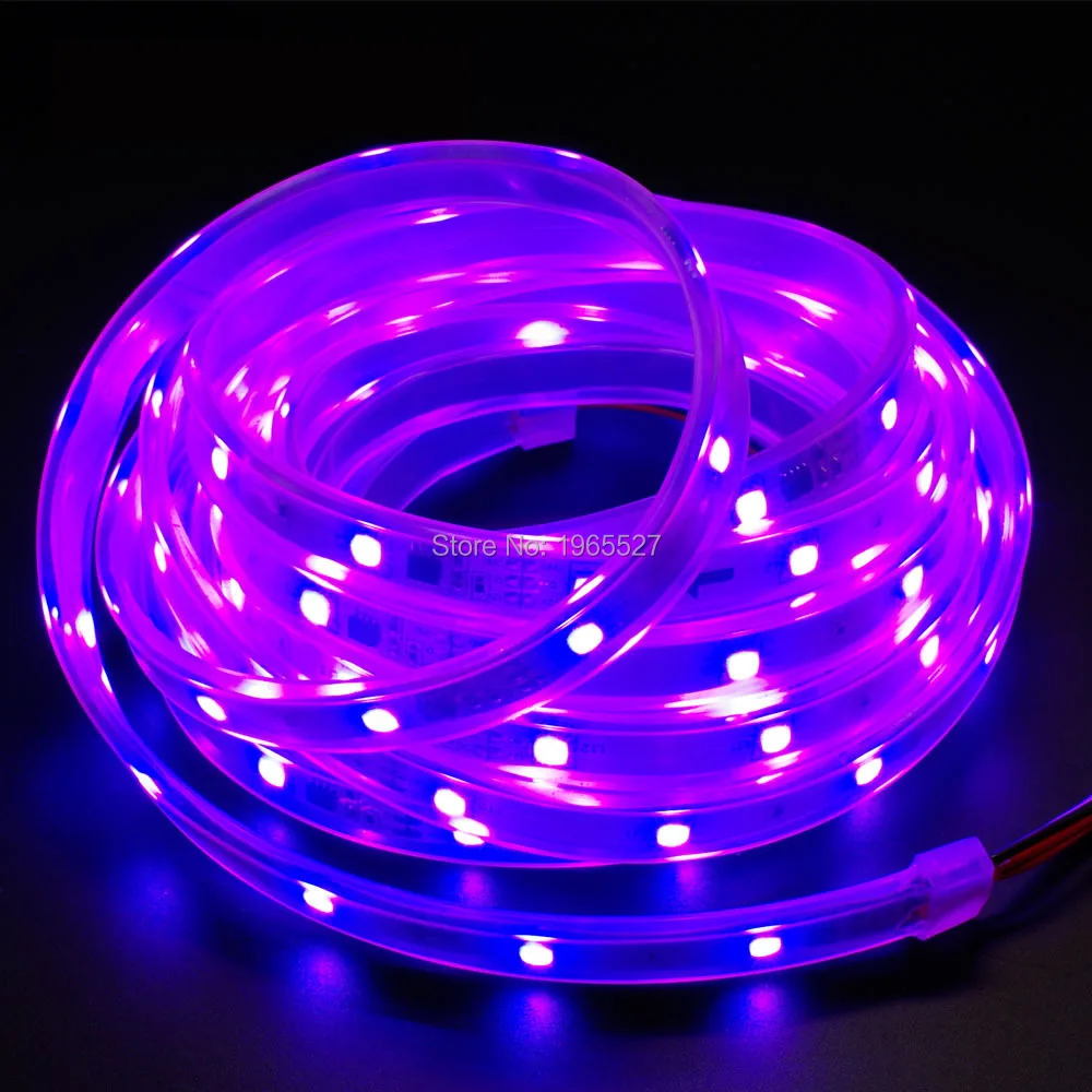 شريط إضاءة رقمي LED بطول 5 أمتار، مدخل DC12V، WS2811IC (مقياس 256)؛ 10 قطع IC و30 قطعة 5050 SMD RGB لكل متر؛ مقاوم للماء في أنبوب السيليكون