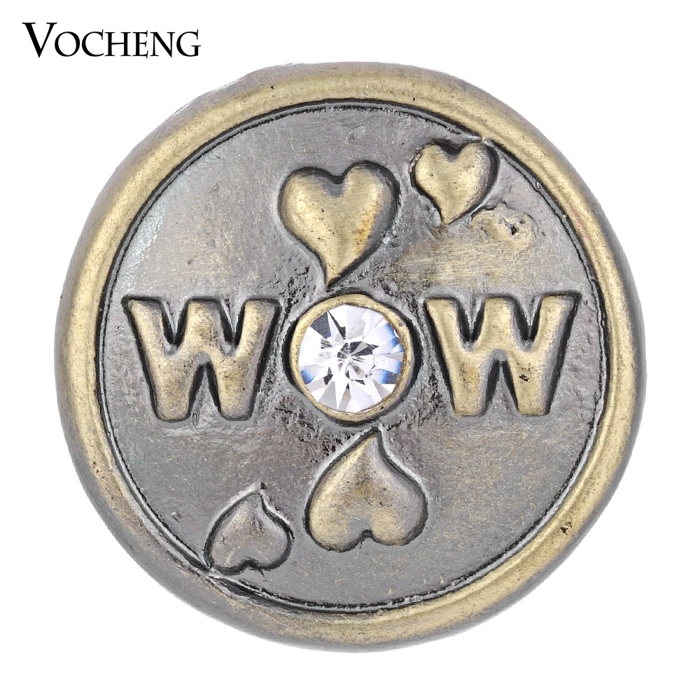 Vocheng Snap Charms Love Mom Inlaid Crystal 18mm Bronze Metal Charms Vn-1340