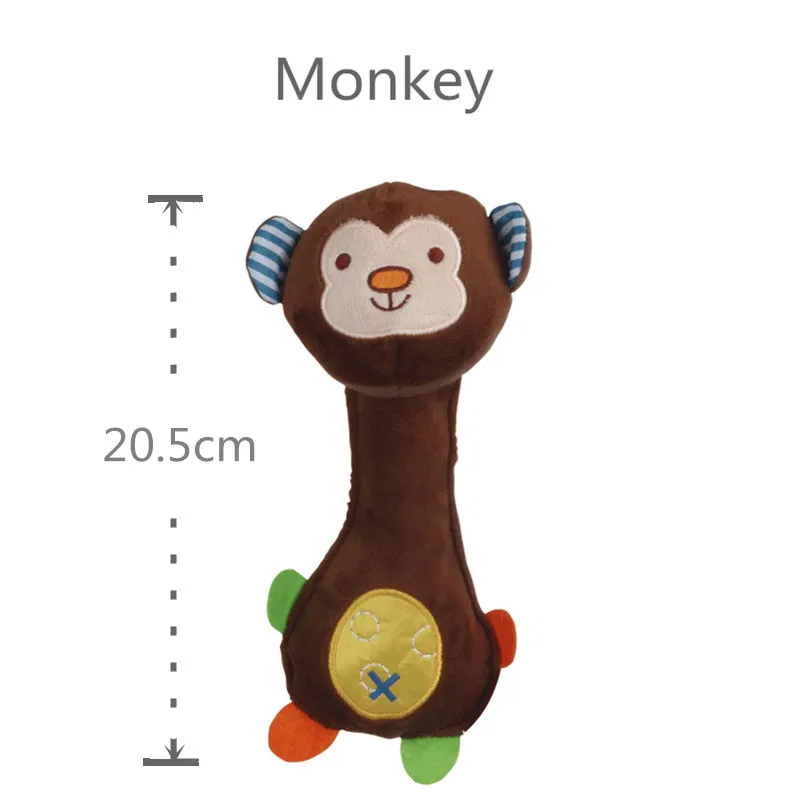 Baby Animal Hand Bells Plush Baby Toy monkey&crocodile&donkey dolls High Quality Newbron Gift B0680