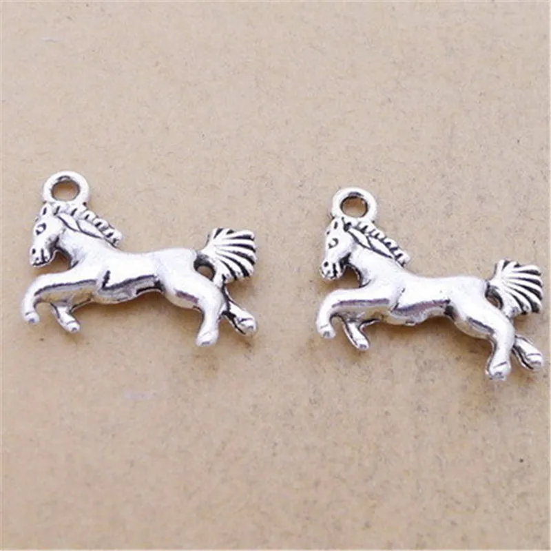 BULK 30 Antique Silver Plated Zodiac 3D Horse Charms the Winner Free Spirit Animal Metal Pendants Jewelry Making  19*13mm 1.9g