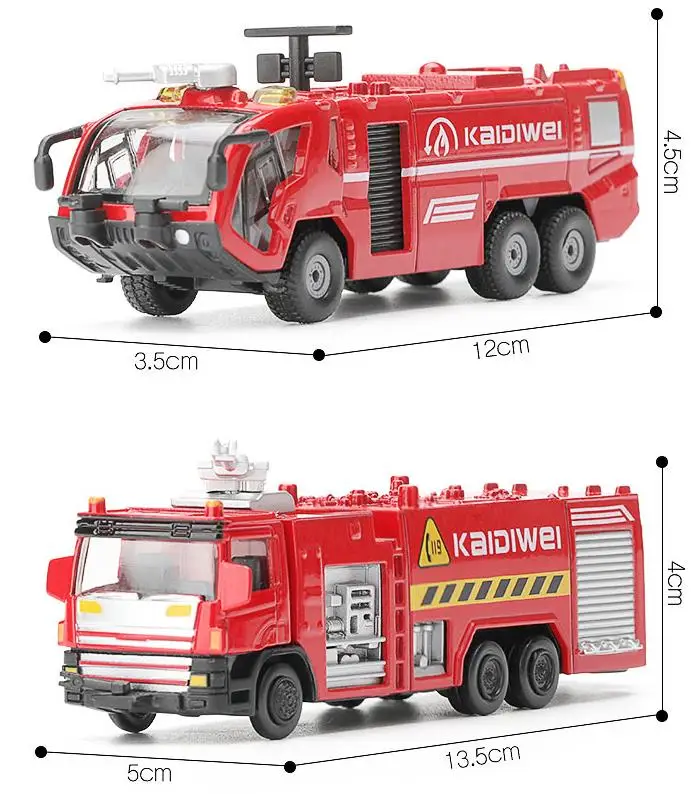 Sconto del 50% auto antincendio, modello di veicolo di ingegneria ad alta simulazione, giocattoli antincendio in lega 1: 72, getti di metallo,