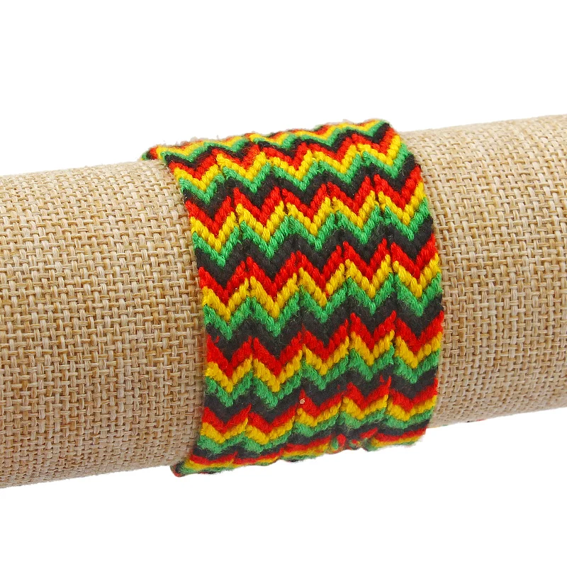 1pcs Rasta Handmade Bracelet 9mm 13mm width Macrame Knotted Cotton Silk Woven Friendship Bracelet For Men Women Gifts