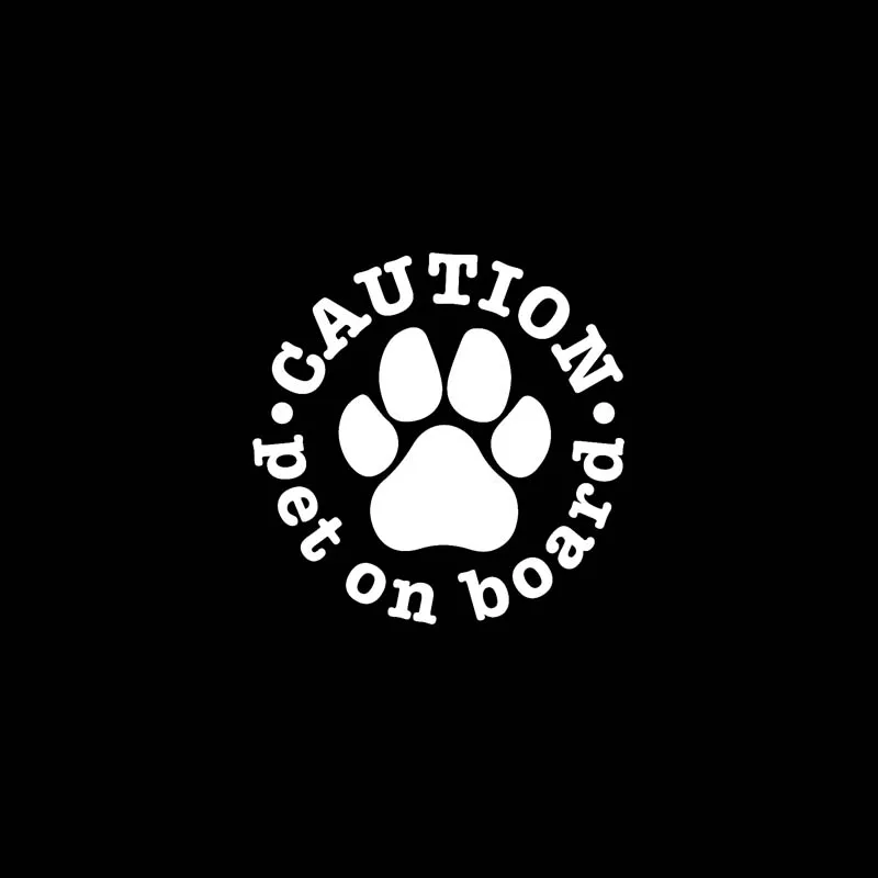 QYPF 12.7CM*12.4CM CAUTION PET ON BOARD Animals Dog Vinyl Car Sticker Decal Black Silver C14-0100