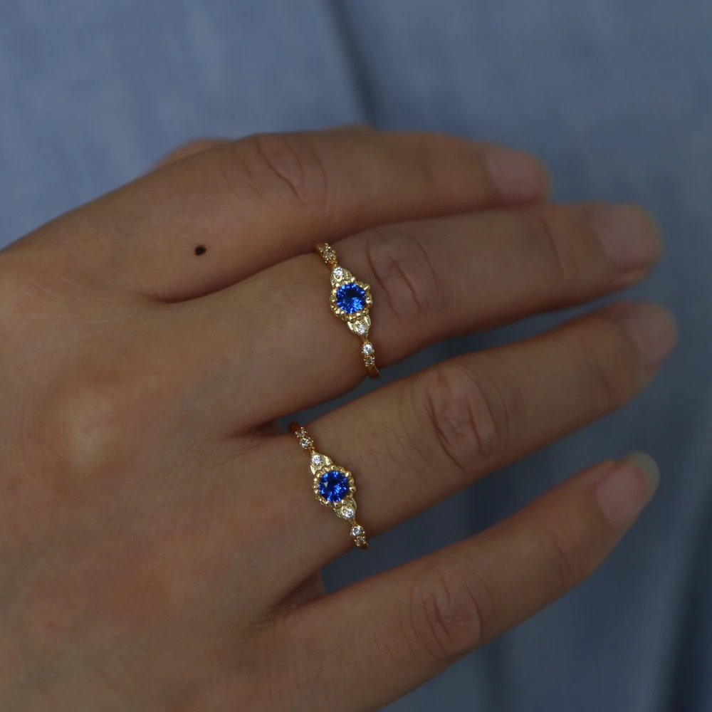 simple fashion blue stone RING for girl gold color minimal delicate jewelry factory drop shipping promotion cute rings image 6
