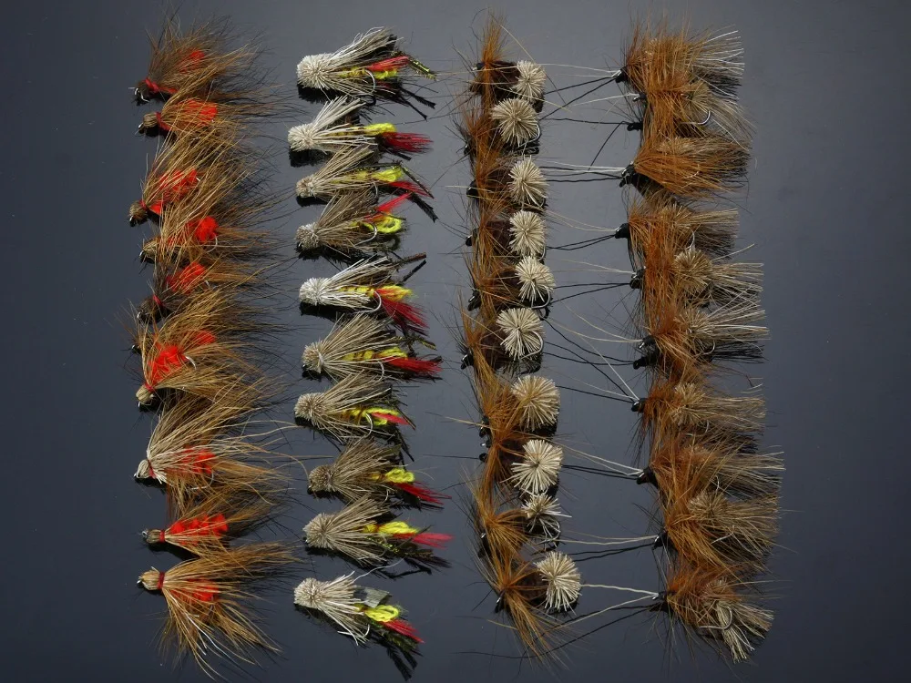 40Pcs Grasshopper Dry Flies Terrestrial fly Trout Fly Fishing Lures