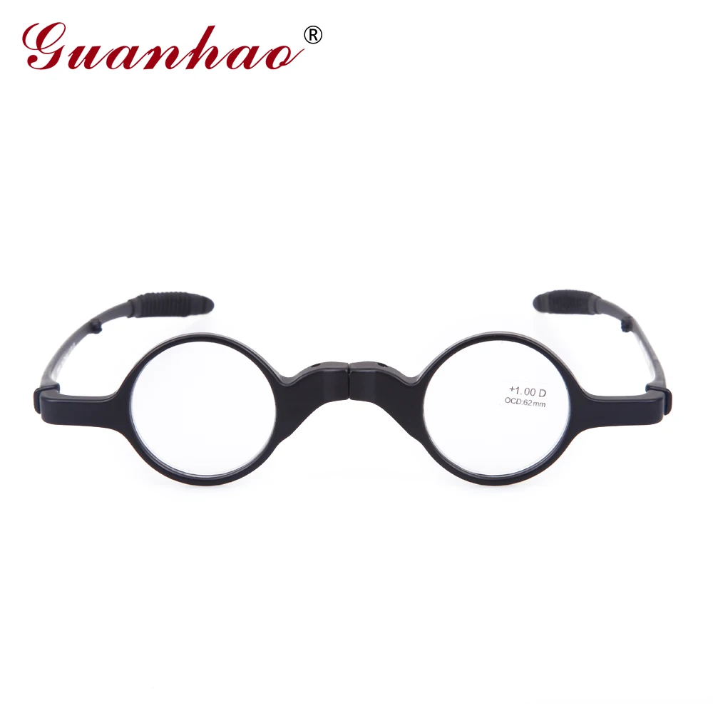 Guanhao Vintage Reading Glasses Foldable Men Women TR90 Frame Slim Ultralight Anti Fatigue Reading Eyeglasses 1.0 1.5 2.0 2.5