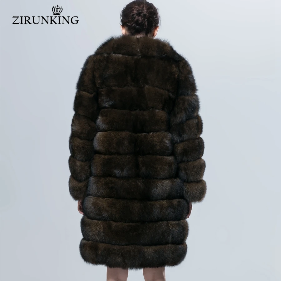 Zirunking Vrouwen Echte Vos Bontjas Turn-Down Kraag Dikke Mode Winter Warm Vrouwen Bovenkleding Vrouwelijke Afneembare Kleding ZC1604