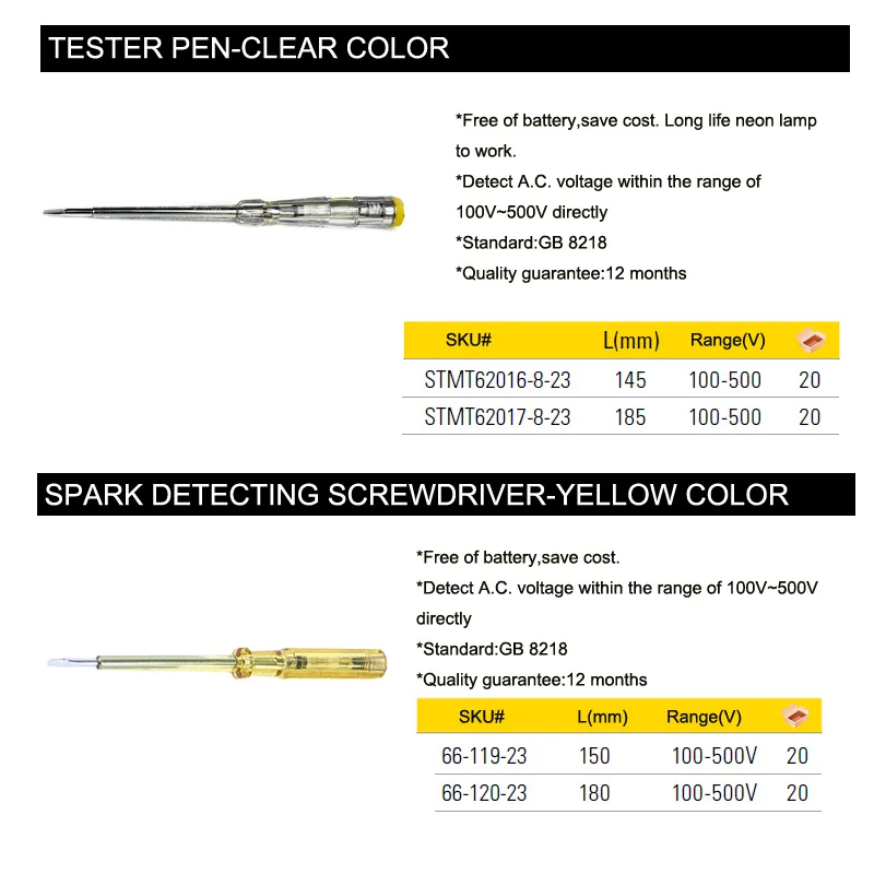 Stanley 1 pcs DC AC voltage detector electric current pen tester sensor volt digital circuit test with neon battery free