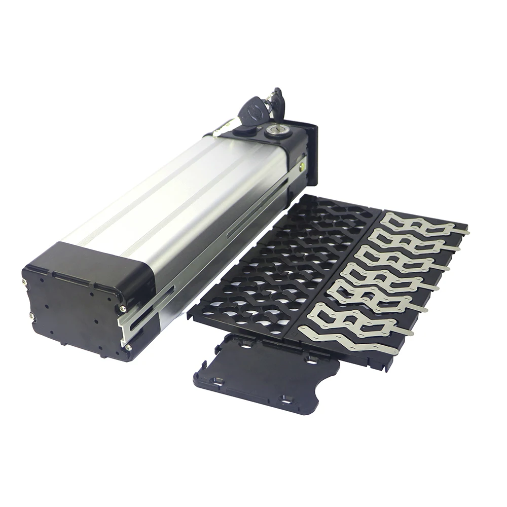 

48V silver fish bicycle battery box plastic case Electric Bicycle stroage boxes with specified holder and Nickle strips