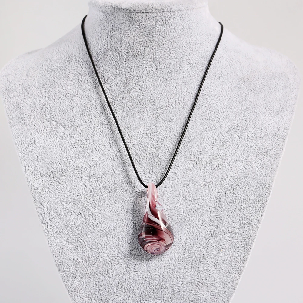 Handmade Lampwork Glass Murano Waterdrop Pendant Necklace Elastic Cord Crystal Necklace Trendy Fashion Party Jewelry Women