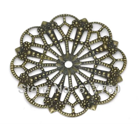 

Free shipping-50Pcs Antique Bronze Filigree Flower Wraps Connectors Jewelry Findings Connectors 41mm J0068