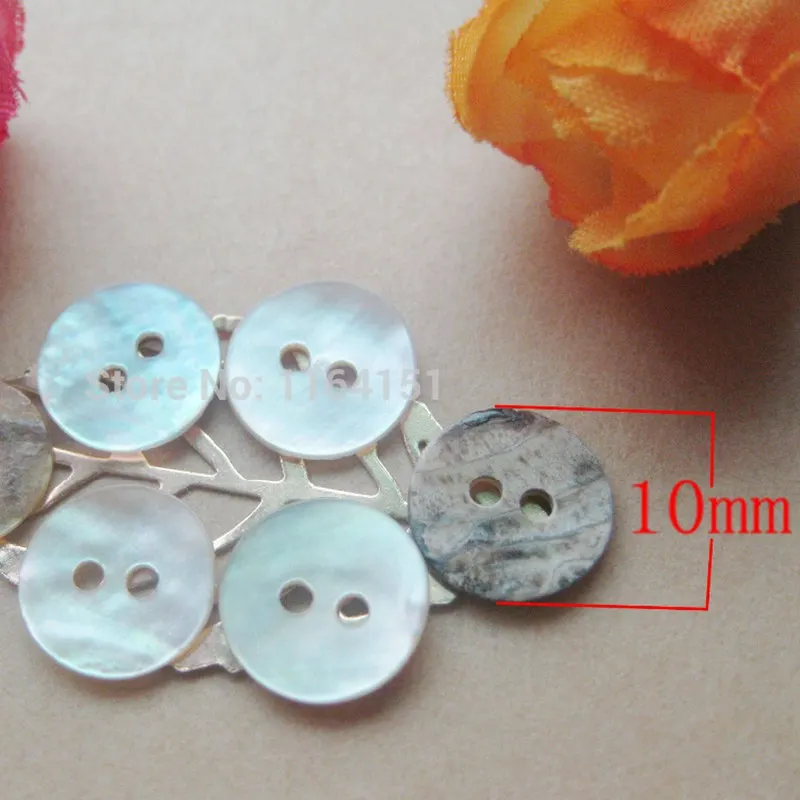 100 pcs/lot  10mm fashion natural White mother of pearl shell button with 2 holes shirt button Sewing Scrapbooking