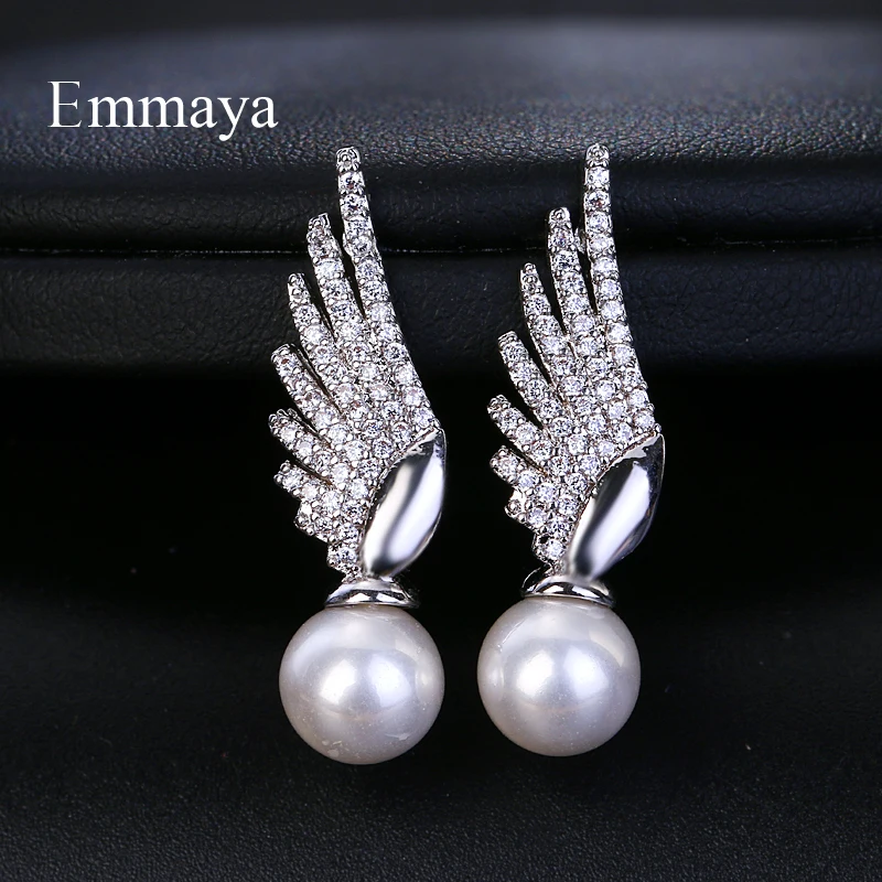 

Emmaya Fashion 3 Colors wings Stud Earring for Women Zircon Charm Wedding Earrings Party Engagement Jewelry Valentine Gifts