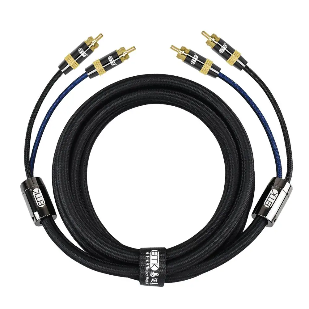 2RCA كابل ستيريو أعلى درجة المزدوج 2RCA ذكر إلى ذكر 2 RCA كابل الصوت الرقمي والتناظري مزدوجة محمية PRO سلسلة الحبل ل AV Hi-Fi