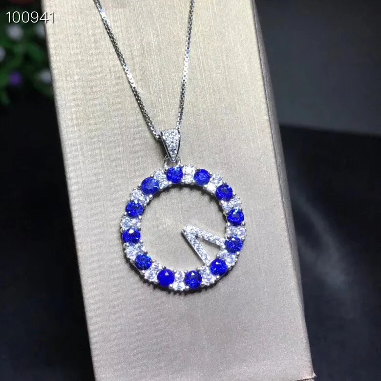 Special price.Natural sapphire necklace, 925 silver, Australian sapphire, light blue, beautiful leaves