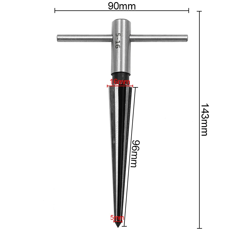 Herramienta de corte de carpintería, pasador de puente de 5mm-16mm, Mango en T cónico, 6 acanalados