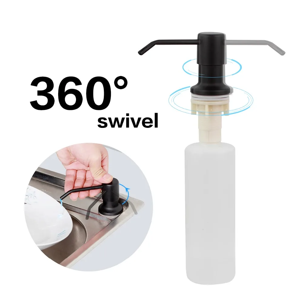 KEMAIDI Matte Black Soap Dispenser  Chrome&Brushed Nickel Countertop Liquid Dish Hand Pump  Kitchen Sink Soap Dispenser