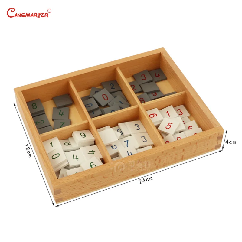 Tiles Montessori Materials Kids Educational Maths Toys Teaching 6 Years Student Learning Prechool Beech Wood Box  MA156-3