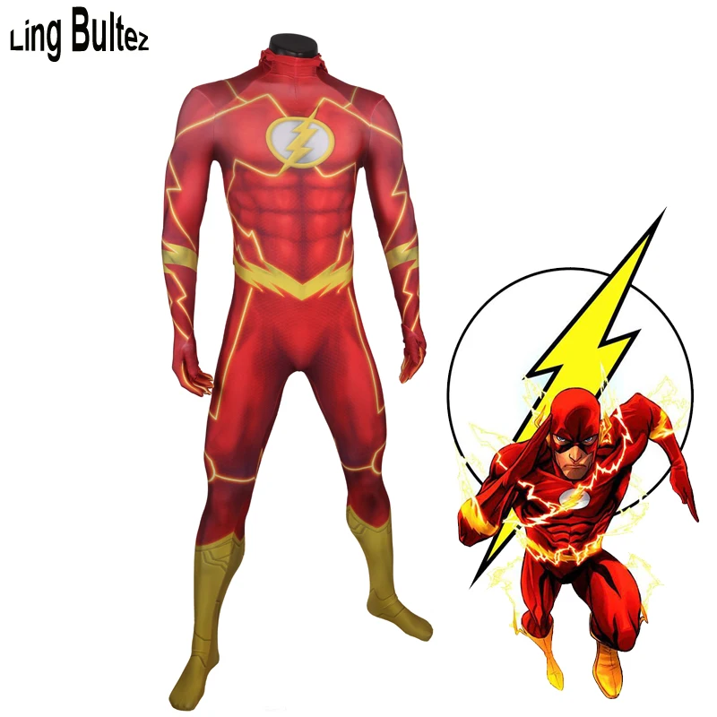 Ling Bultez High Quality Comic Hero Costume Red Flash Cosplay Costume Flash Zentai Suit Comic Flash Suit Custom Made