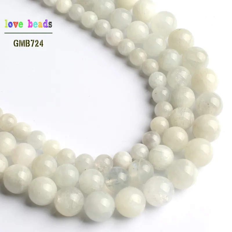 Natural Moonstone Bead Round Loose Beads for Jewelry Making Diy Bracelet 15\'\' Strand 6mm 8mm 10mm