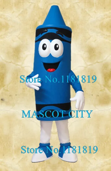 

MASCOT Blue Wax Oiled Lead Colouring Pencil Pastels Crayon Chalk Mascot Costume White Gloves Bright Clear Eyes Fancy Dress