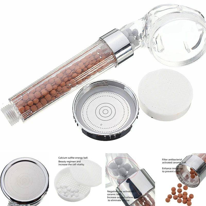 MTSPACE Handheld Water Saving Shower Head Bath Shower Nozzle Sprinkler Sprayer Filter Transparent Hand Shower Head Showerhead